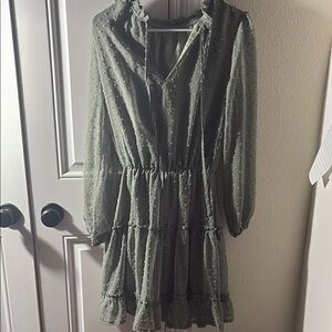 Elegant Green Polka Dot Dress